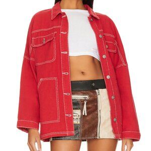 Superdown Red Denim Jacket Oversized